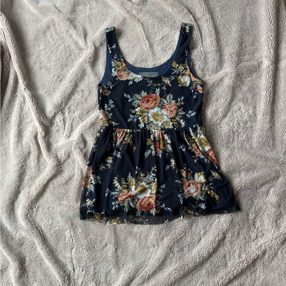 Sunday in Brooklyn Blue Floral Tank Top - Navy and Rose